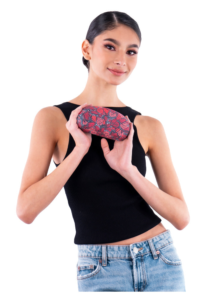 Estuche Lentes Sol Mariposa Monarca Rojo