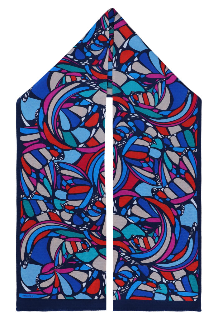 Bufanda Doble Vista Mariposa Abstracta