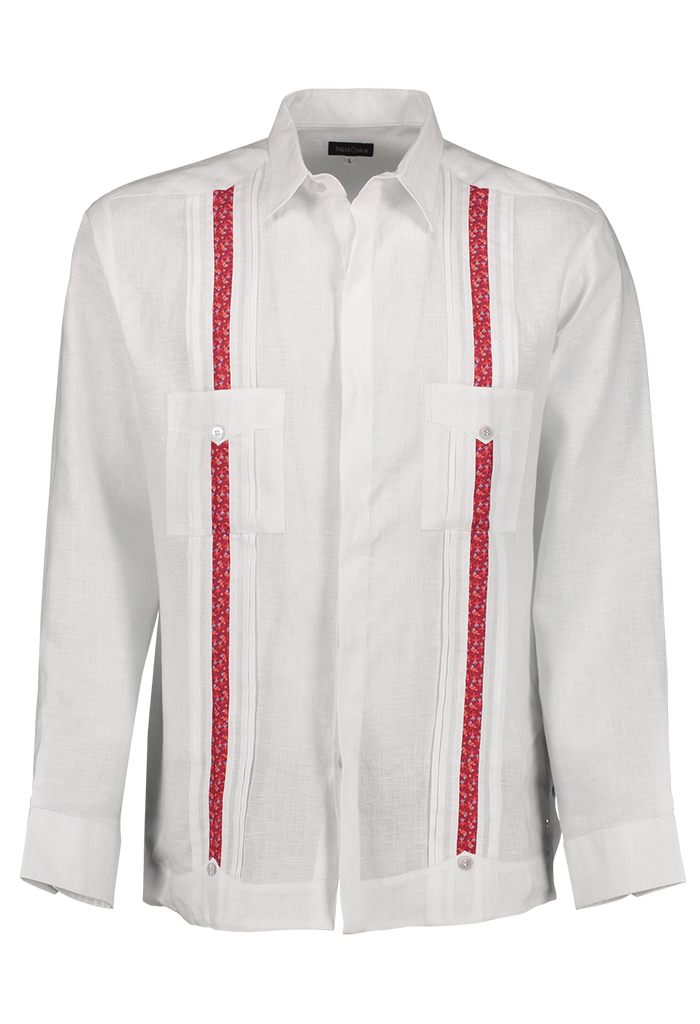 Guayabera con Franjas Colibrí Rojo