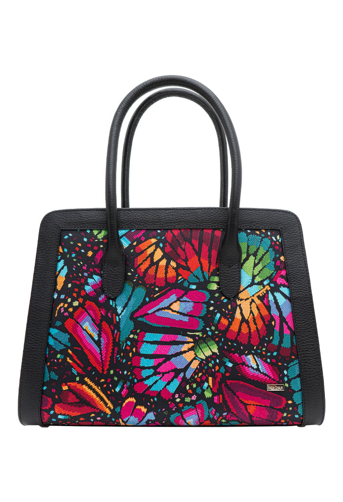 Bolsa Muul Negro Mariposa Bordada Original