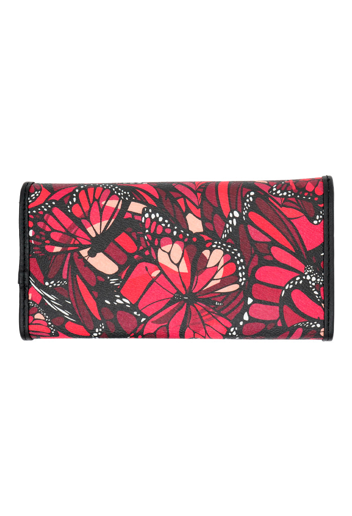 Cartera Bolsillo Negro Vuelo de Mariposa Rojo