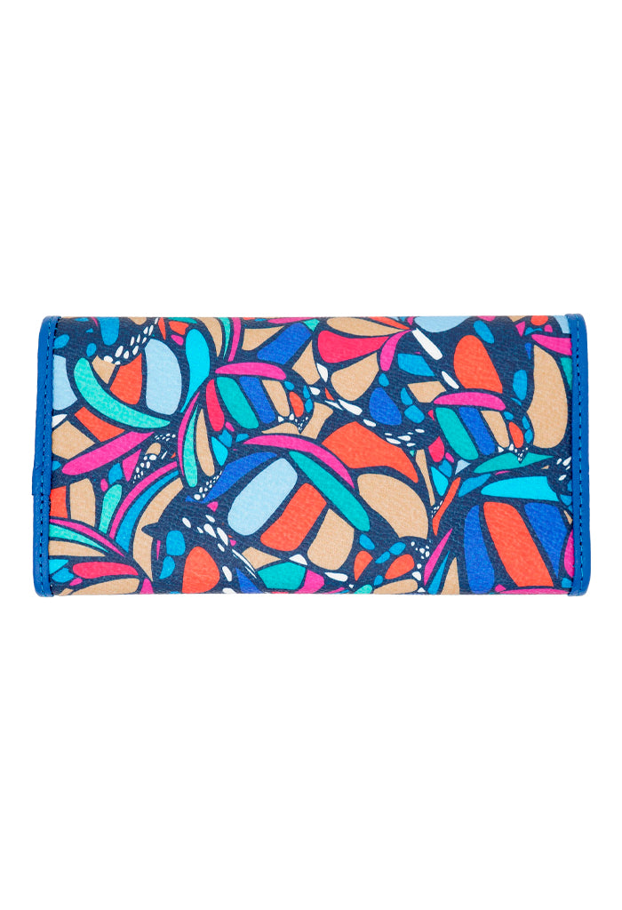 Cartera Bolsillo Azul Mariposa Abstracta Marino
