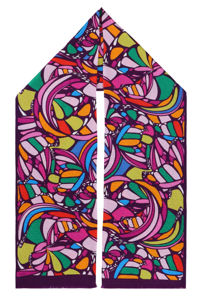 Bufanda Doble Vista Mariposa Abstracta