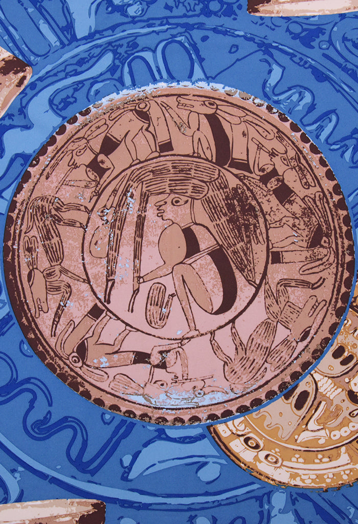 Mascada Cerámica Maya Azul 90 cm