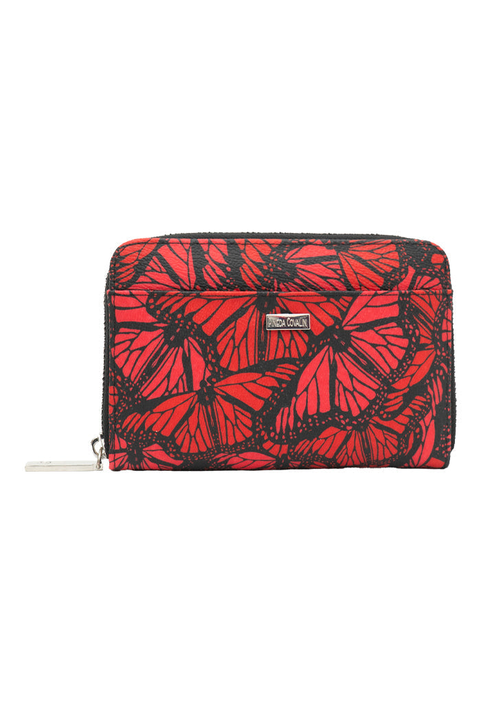 Cartera Mediana Negro Mariposa Monarca Rojo - Main Image