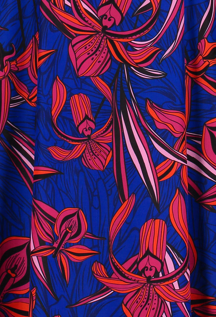 Vestido Okomej Orquídeas Marino