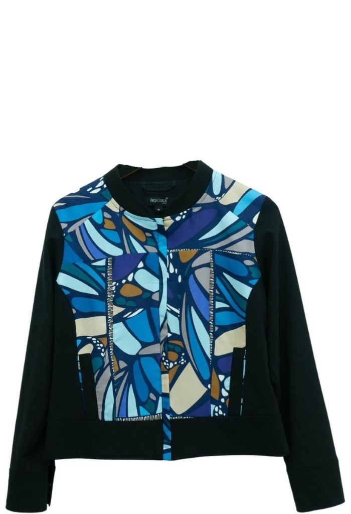 Bomber Okomej Mariposa Abstracta Azul Acero