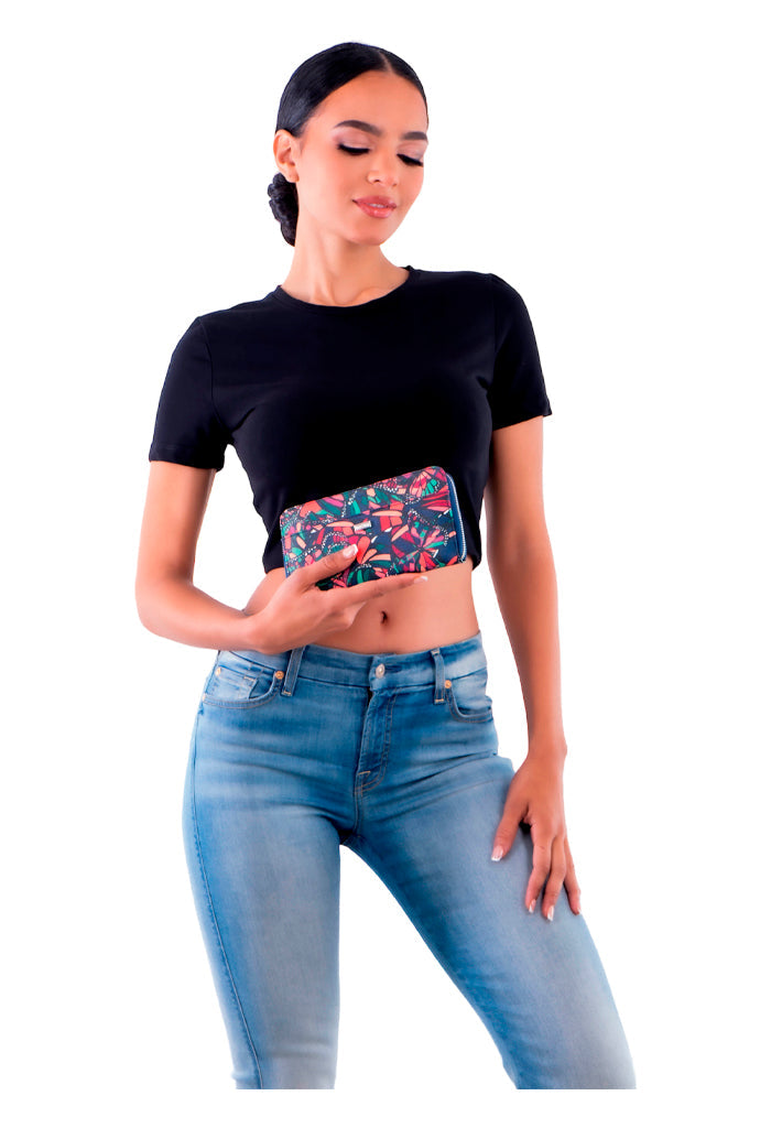 Cartera Grande Vuelo de Mariposa Verde/Rosa