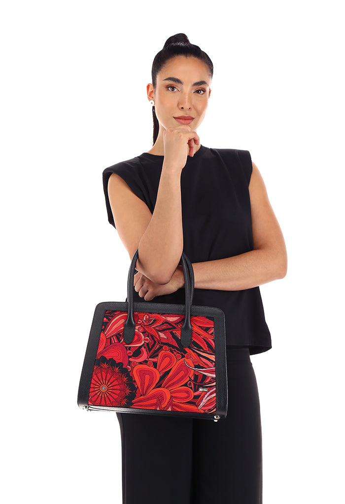 Bolsa Muul Negro Santuario Cactáceas Rojo