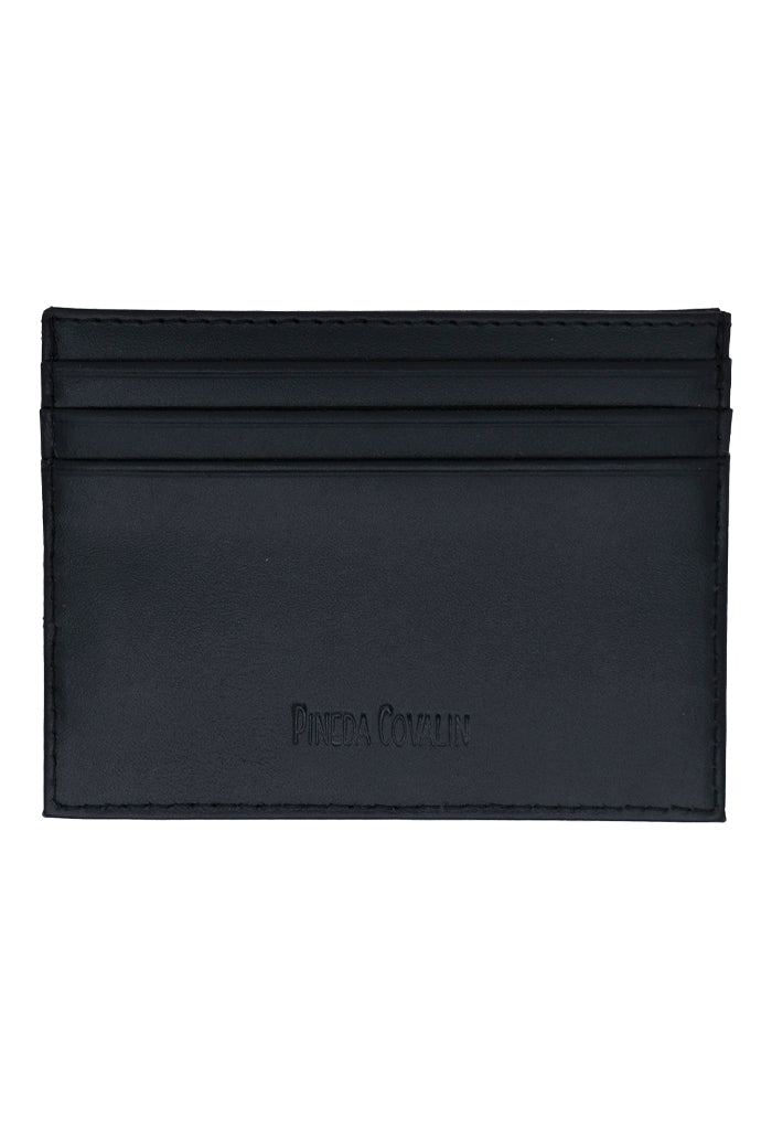 Tarjetero Kukxaan Negro Ribete Rojo Colibrí Origami Rojo Quemado