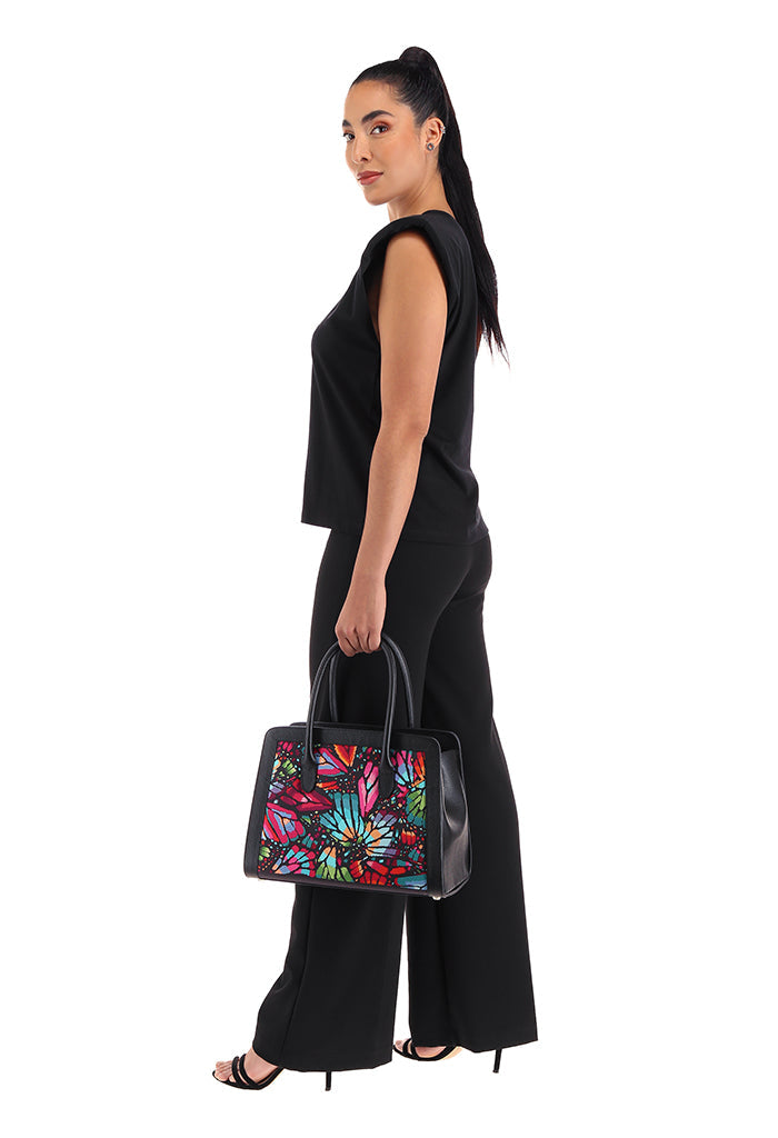 Bolsa Muul Negro Mariposa Bordada Original