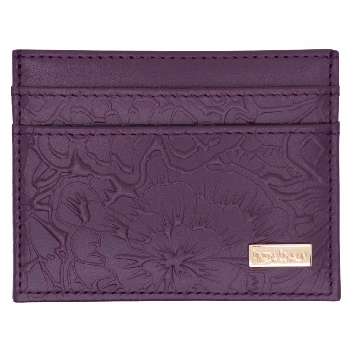 Tarjetero Kuxtal Piel Grabado Cempasúchil