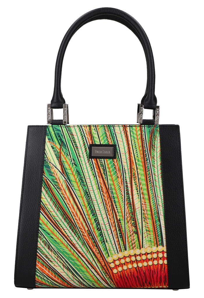Bolsa Yaab Negro Arte Plumaria Verde