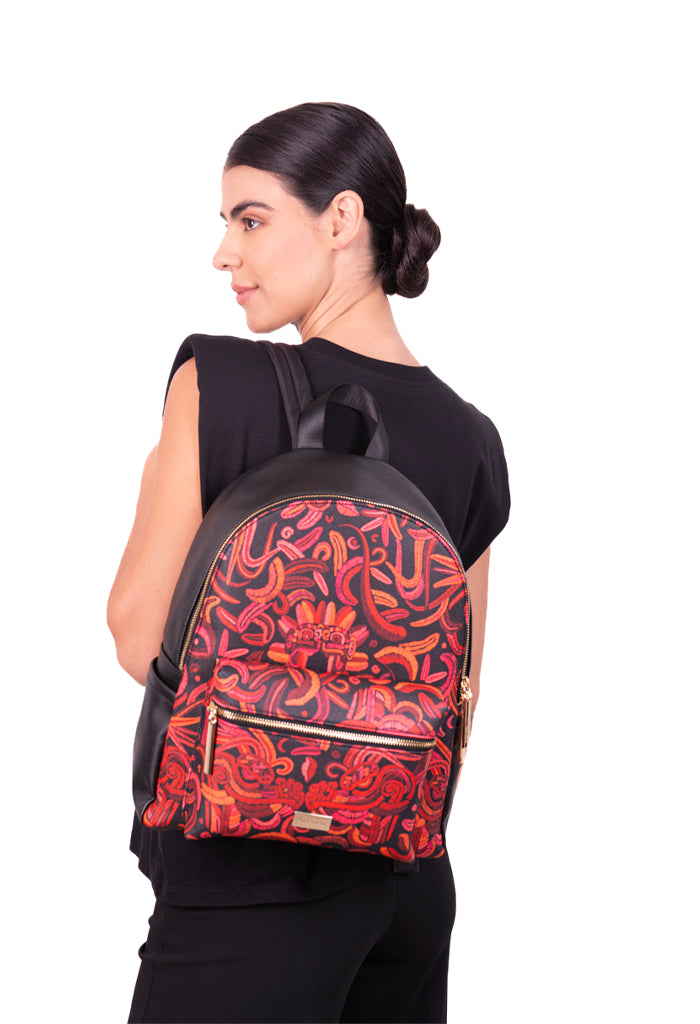 Backpack Nuuk Quetzalcóatl Negro Rojo