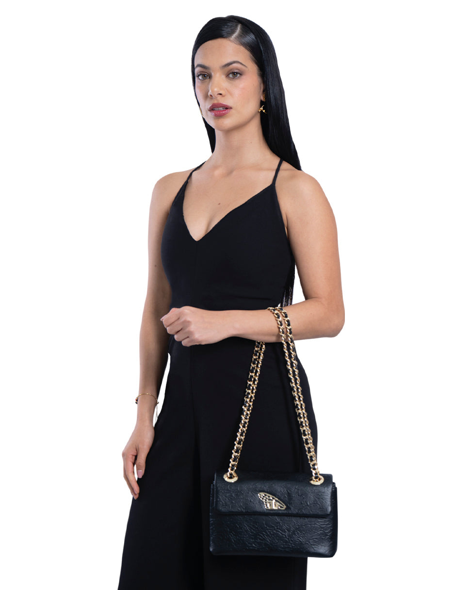 Bolsa Tusbel Piel Mini Piel Grabado Cempasúchil
