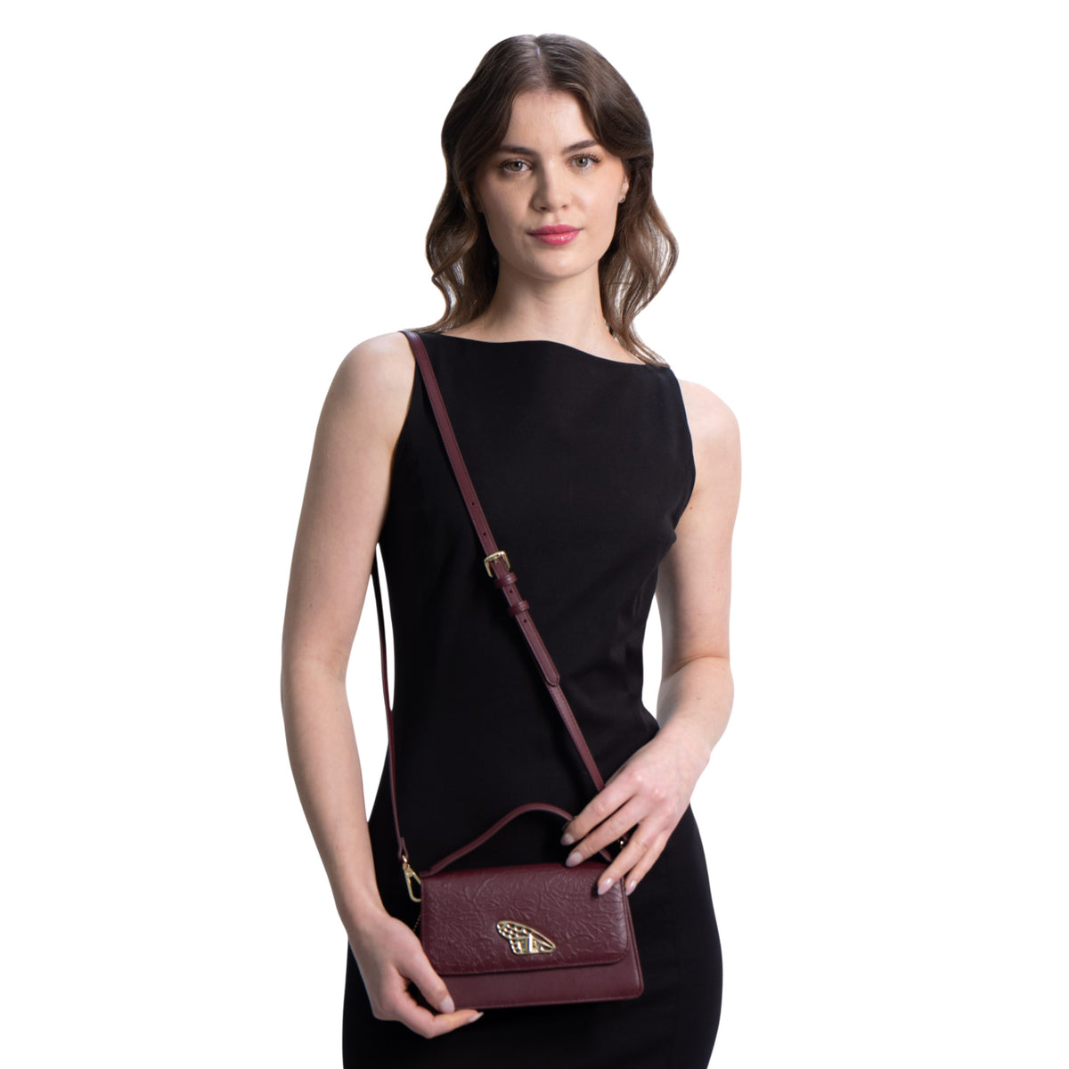 Mini Crossbody Sihul Piel Grabado Cempasúchil
