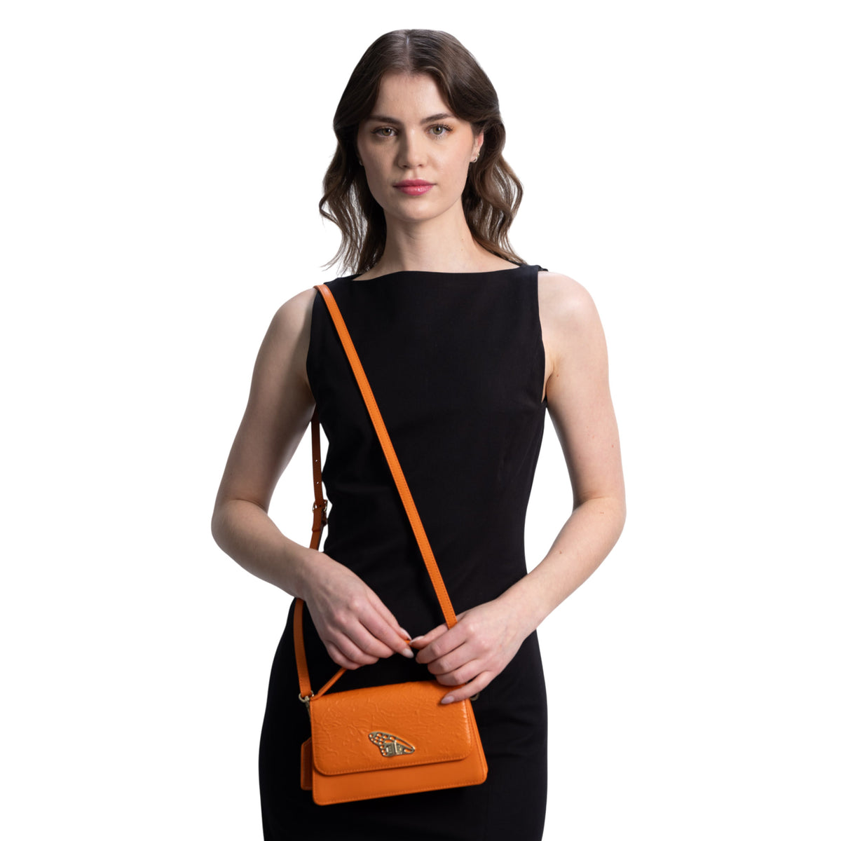 Mini Crossbody Sihul Piel Grabado Cempasúchil