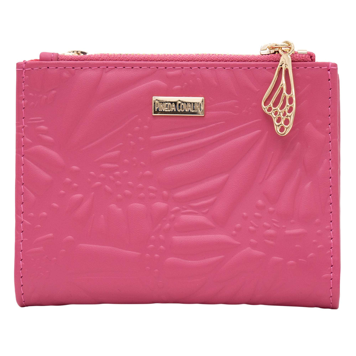 Cartera Doble Cierre Aruma Piel Grabado Mariposa