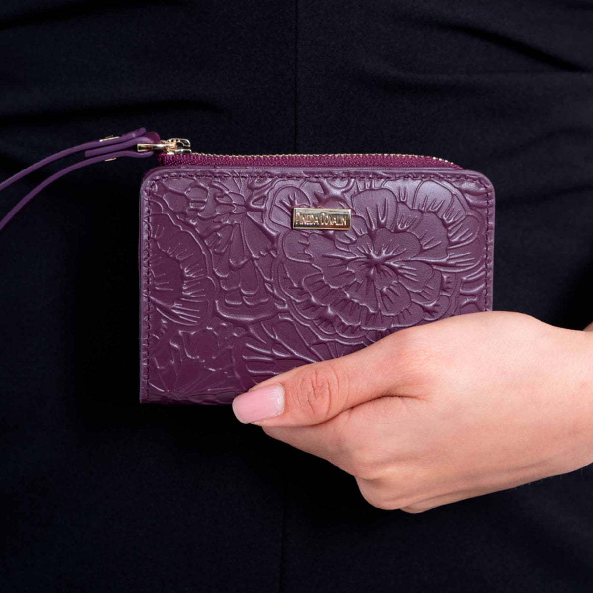 Cartera Naay Piel Pineda Covalin Grabado Cempasúchil