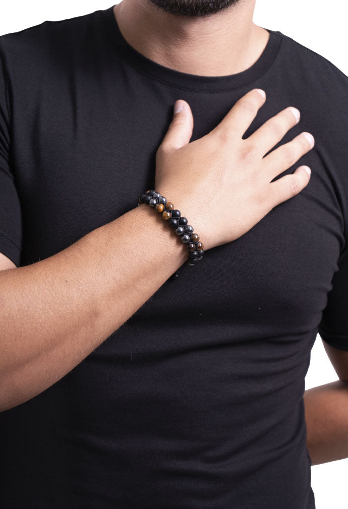 Pulsera Piedras Doble Ojo Tigre