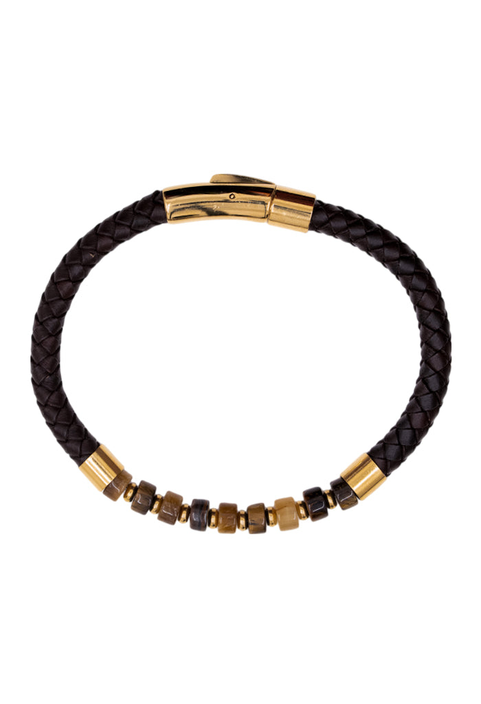 Pulsera Piel Acero Inoxidable Ojo Tigre