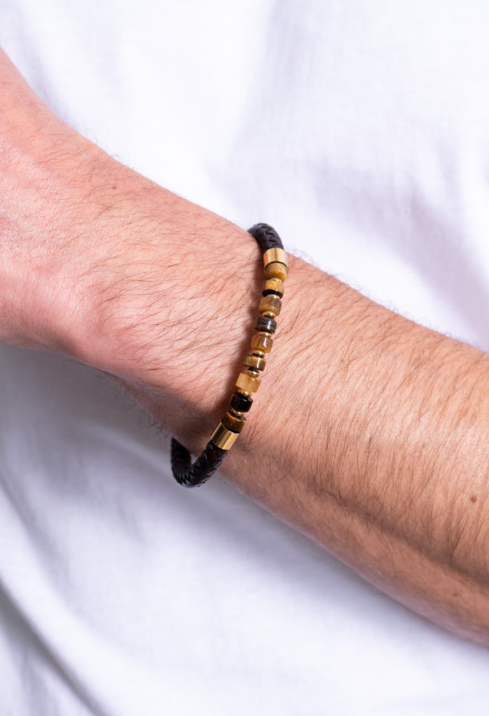 Pulsera Piel Acero Inoxidable Ojo Tigre