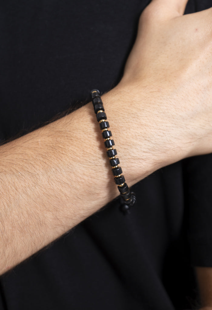 Pulsera Ajustable Ágata Elementos Dorados