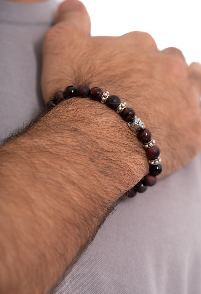 Pulsera Cuatro Jaguares Ojo Tigre Rojo