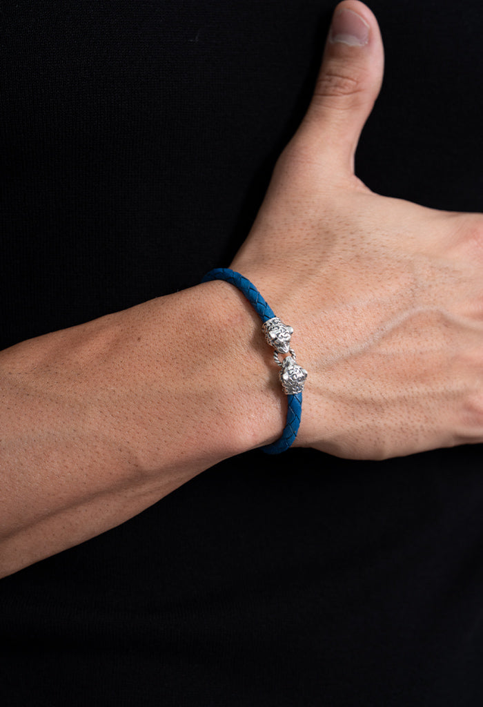 Pulsera Dualidad Kʼiin Akʼab Piel Azul