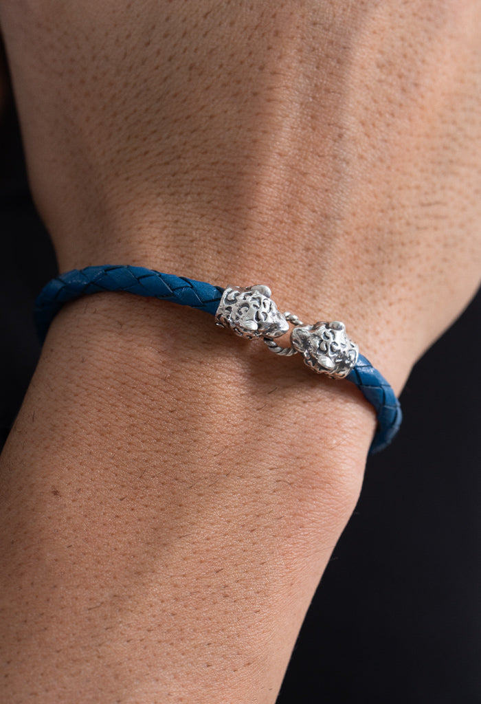 Pulsera Dualidad Kʼiin Akʼab Piel Azul