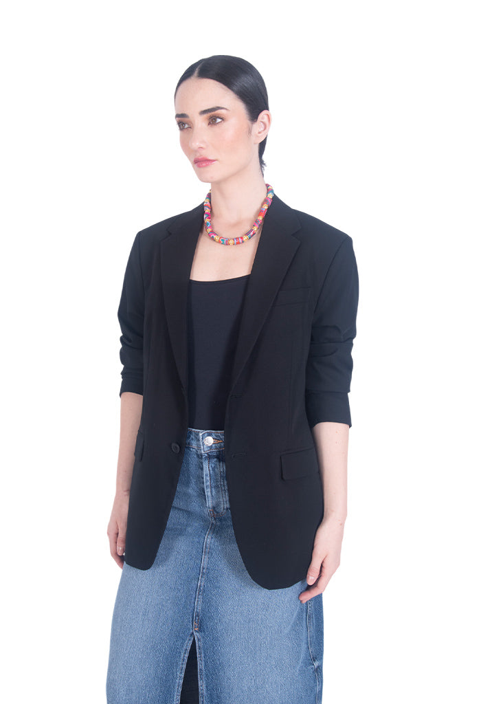 Collar Tubos Cilindro Seda Con Elementos Esfera Dorada