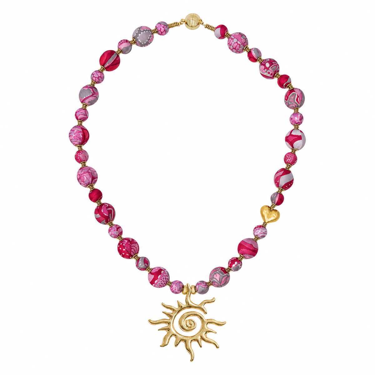 Collar Bolitas Seda Elemento Sol Cempasúchil