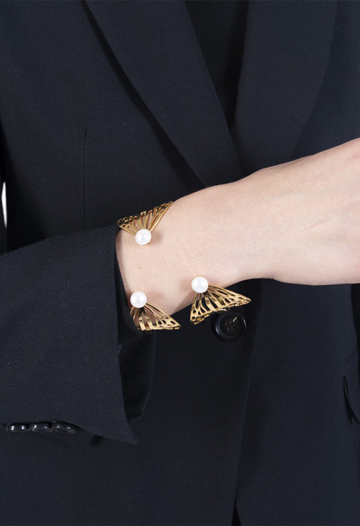 Brazalete Ajustable Mariposa Monarca Perla Cultivada