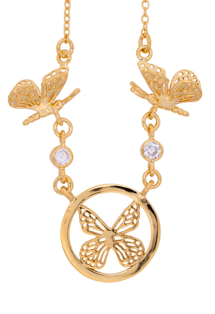 Collar Fini Circulo Mariposas 2 Monarcas Zirconias