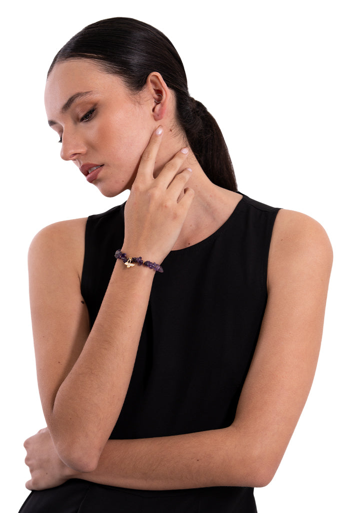 Pulsera Mariposa Amatista Morado y Zirconias