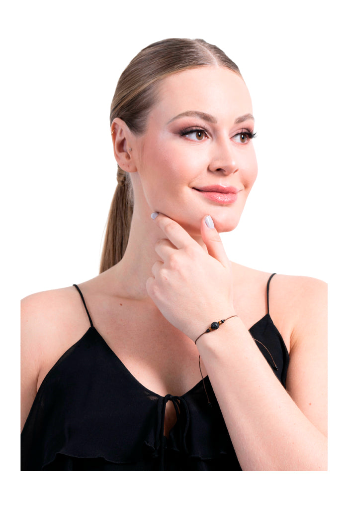 Pulsera Poder Piedra Volcánica Natural y Ojo de Tigre