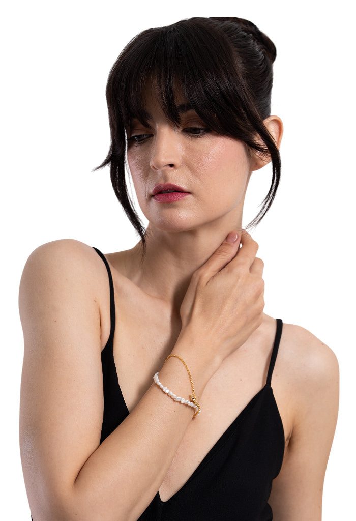 Pulsera Doble Con Perlas