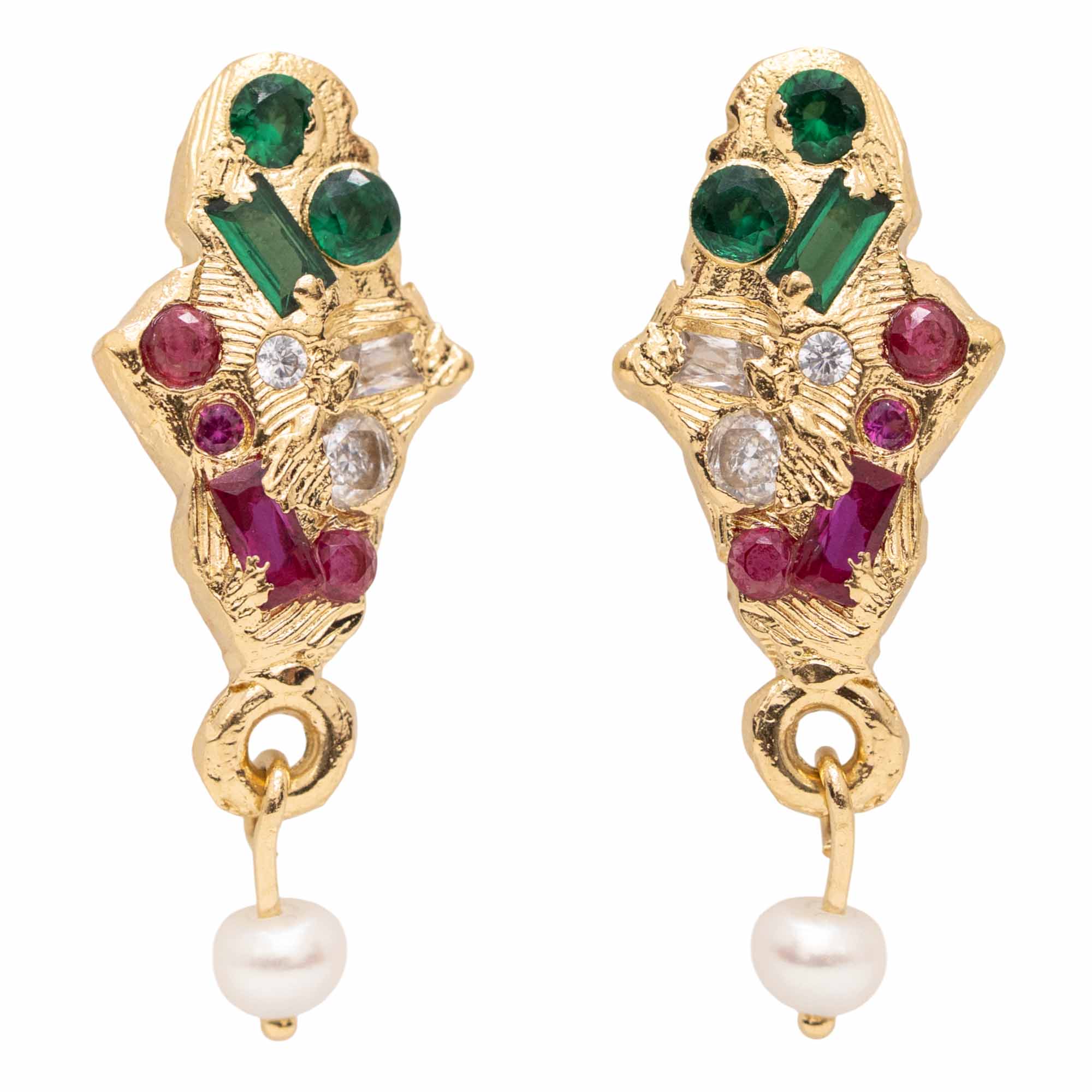 Aretes Cristal y Perlas