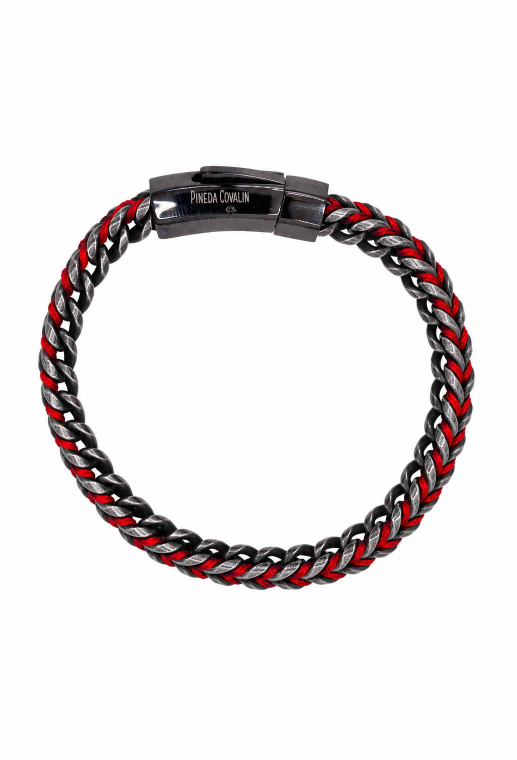Pulsera Hilo Rojo Acero Broche Negro