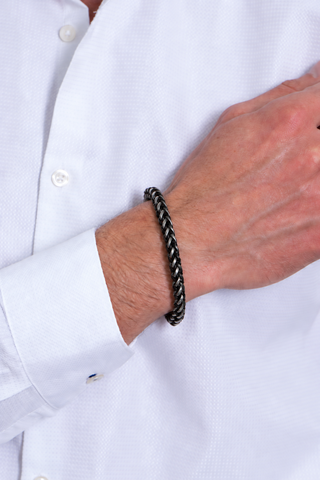 Pulsera Hilo Negro Acero Broche Negro