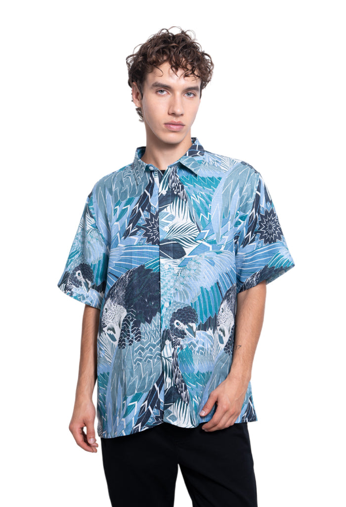 Camisa Lino Guacamaya Azul