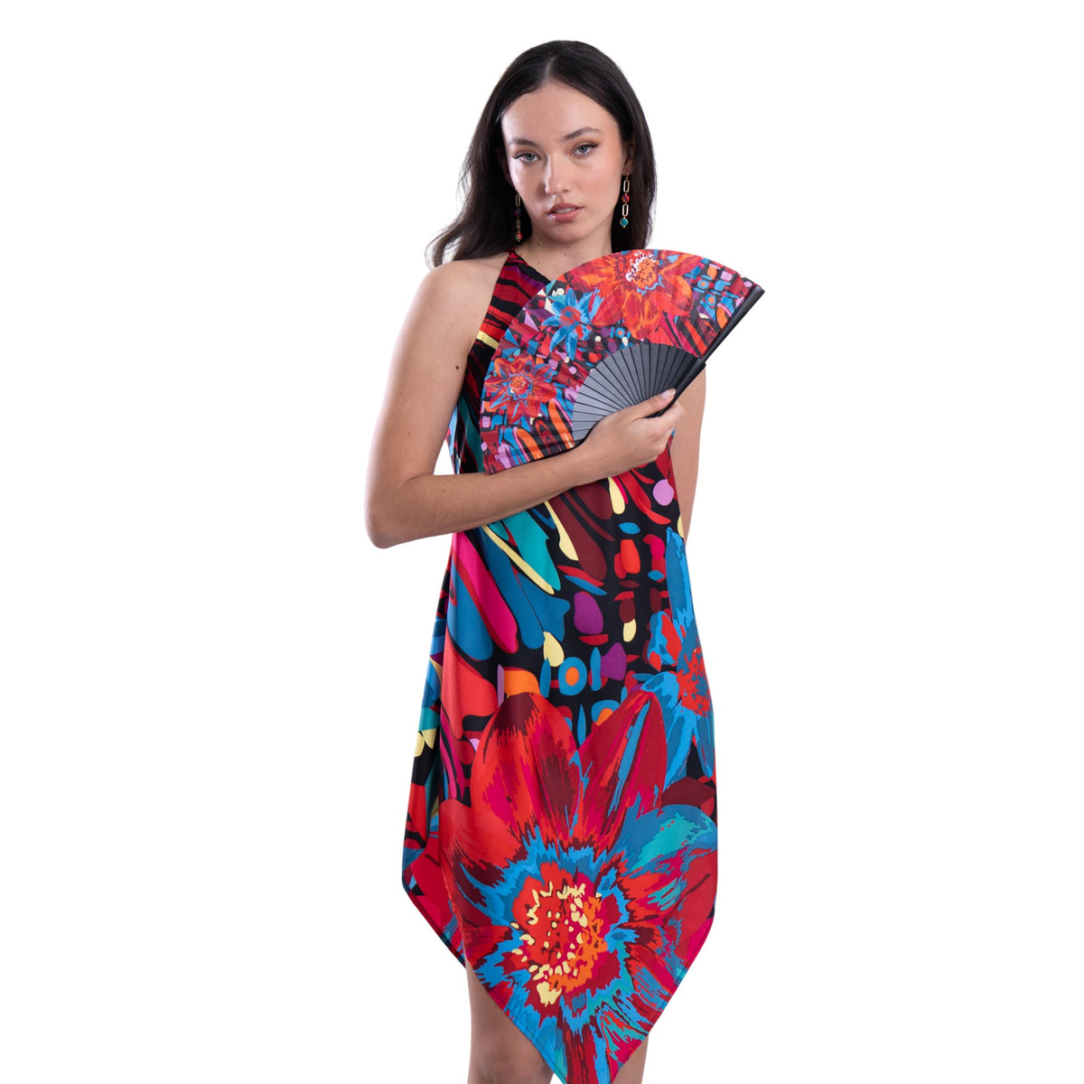 Vestido Largo Arte Efímero Negro Azul