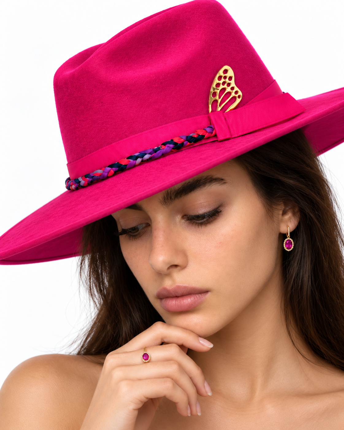 Sombrero Oochel Mariposa Gamuza Fucsia