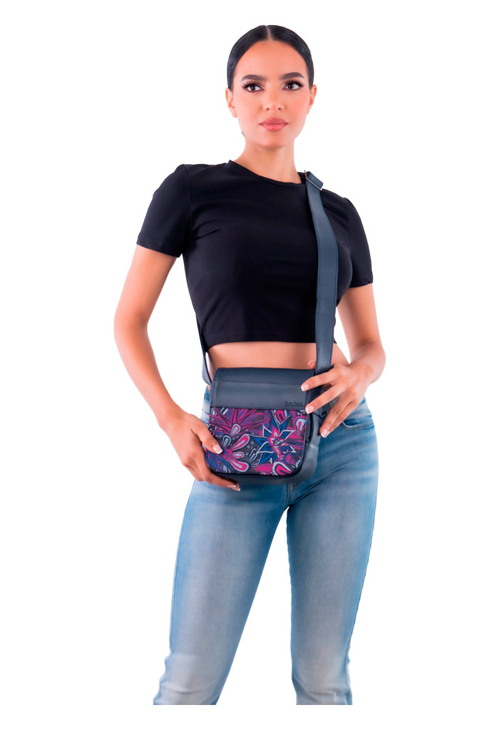 Messenger Bag Kaat Santuario Cactáceas Rosa/Azul