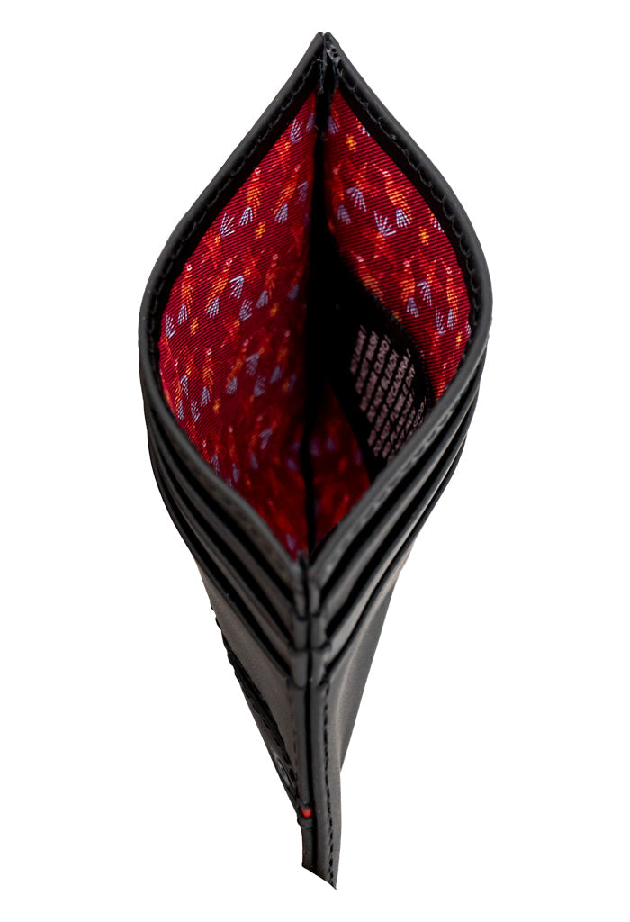 Tarjetero Kukxaan Negro Ribete Rojo Colibrí Rojo