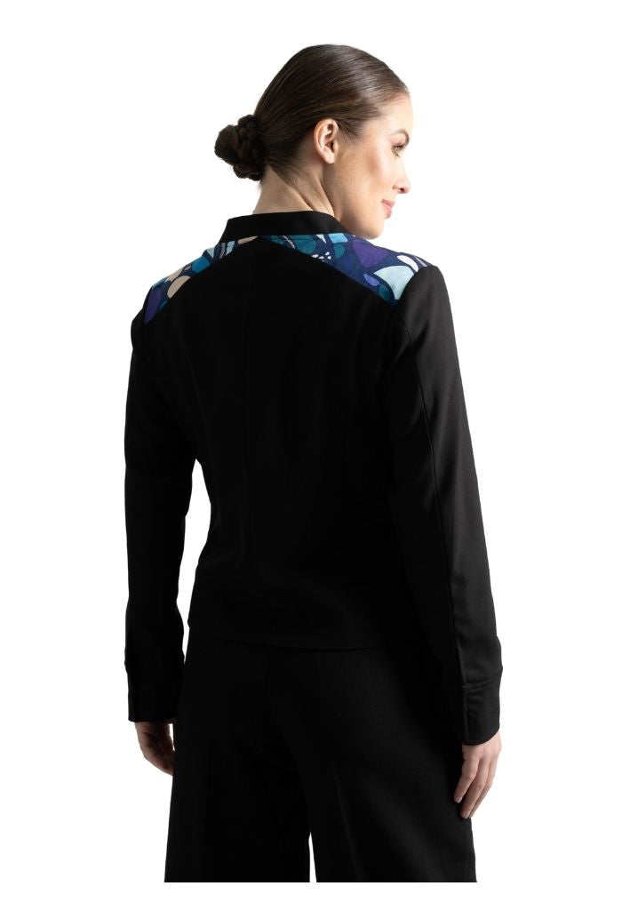 Bomber Okomej Mariposa Abstracta Azul Acero