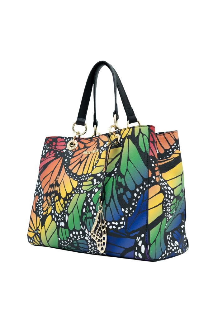 Bolsa Kaxan Saffiano Grabado Mariposa Macro Arcoíris Original