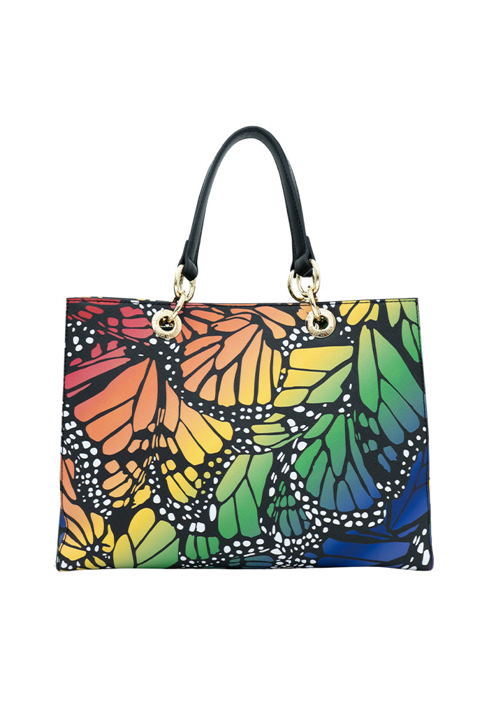 Bolsa Kaxan Saffiano Grabado Mariposa Macro Arcoíris Original