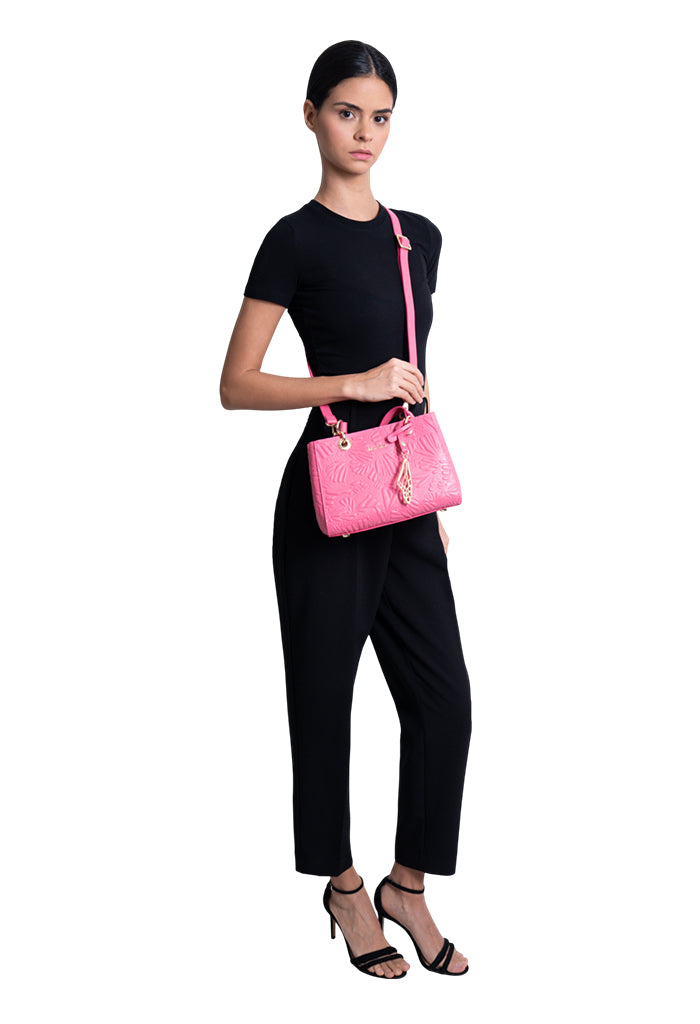 Mini Satchel Kaxan Piel Grabado Mariposa