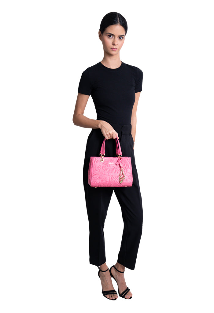 Mini Satchel Kaxan Piel Grabado Mariposa